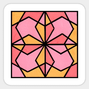 Pink Coral Peach Geometric Abstract Acrylic Painting Sticker
